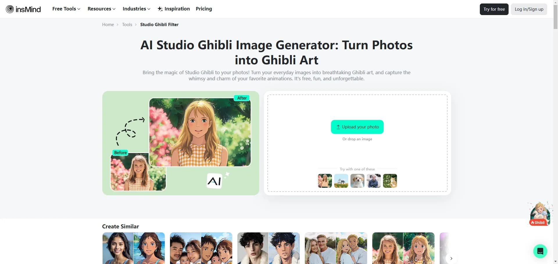 insMind Ghibli Image Generator