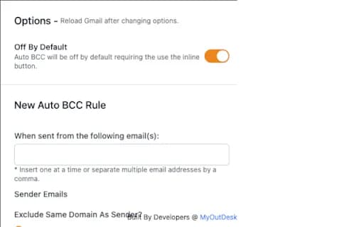 Gmail Auto BCC
