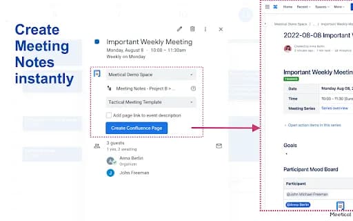 Confluence Chrome Extension - Meetical