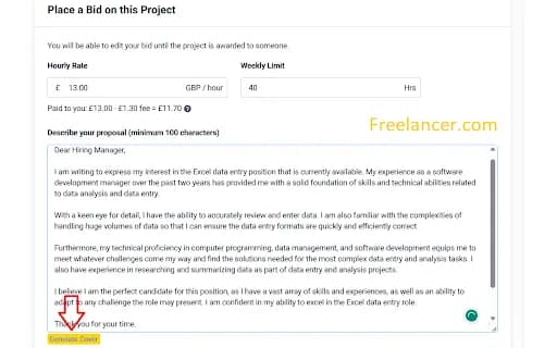 AI Cover Writer for Freelancers
