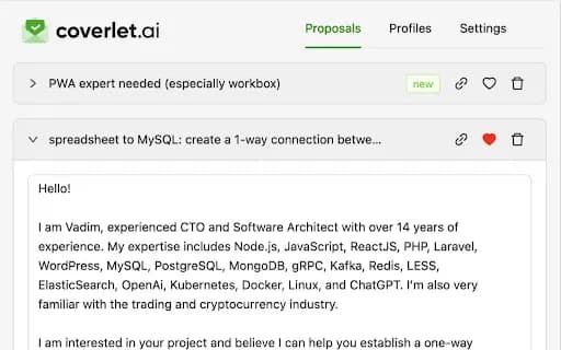 CoverLet: Upwork Winning Proposal Generator