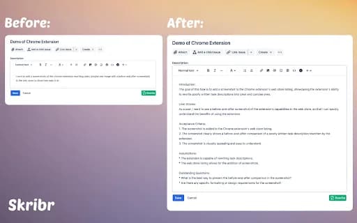 Skribr - Rewrite badly written task descriptions with one click